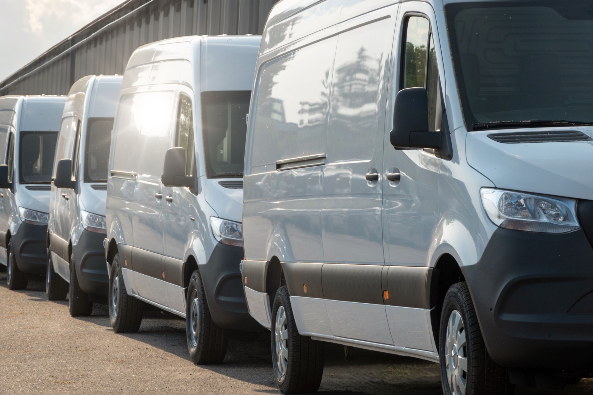 White vans in a row